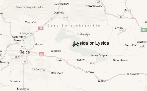 Lysica or Łysica Location Map