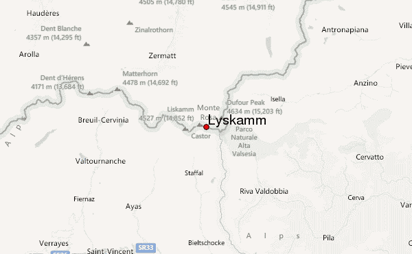 Lyskamm Location Map