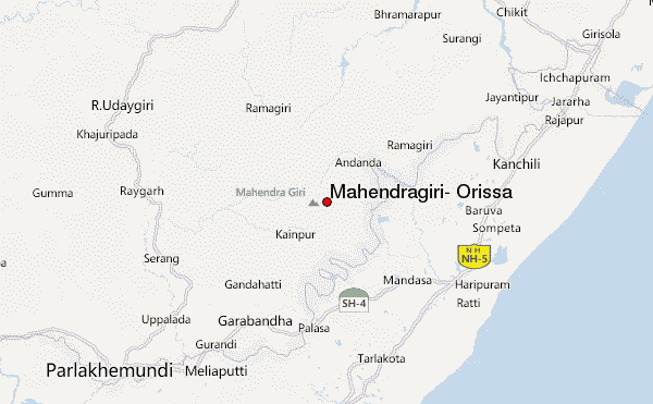 Mahendragiri, Orissa Location Map