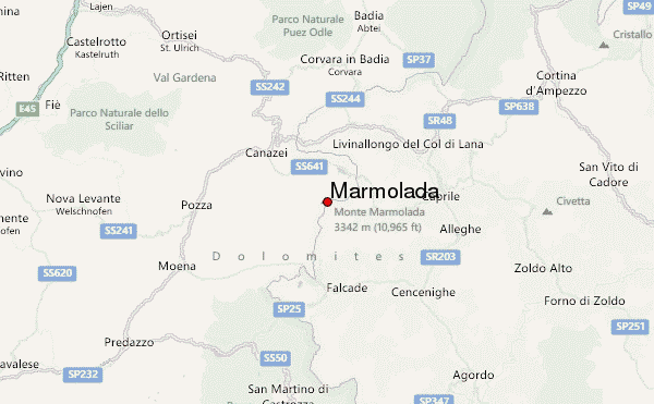 Marmolada Location Map