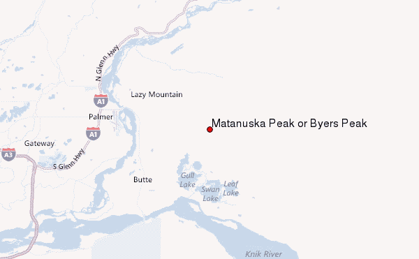 Matanuska Peak or Byers Peak Location Map