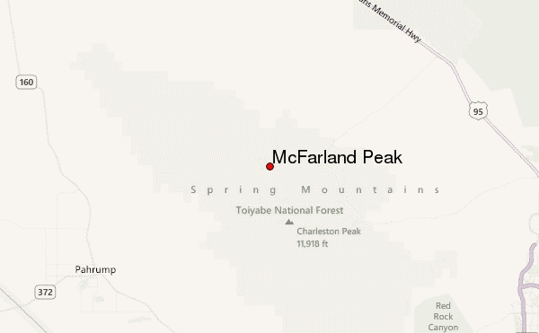 McFarland Peak Location Map
