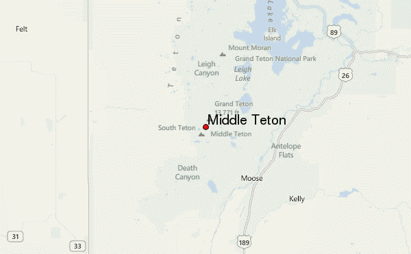 Middle Teton Location Map