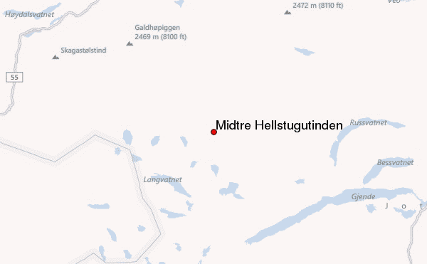Midtre Hellstugutinden Location Map