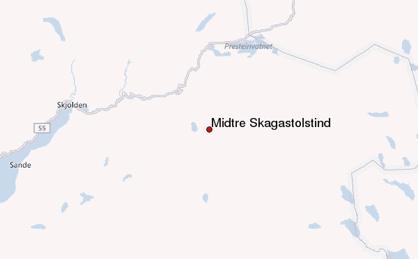 Midtre Skagastølstind Location Map