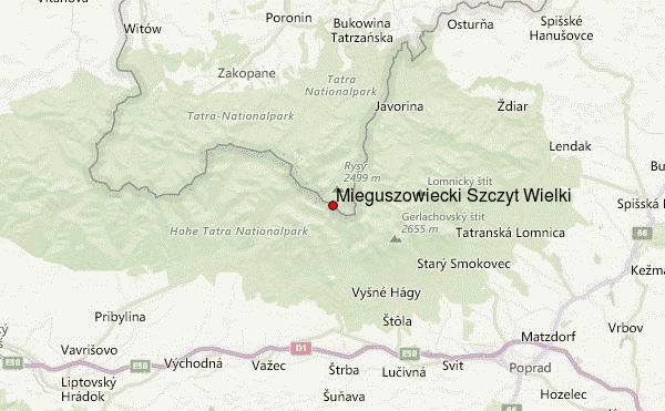 Mięguszowiecki Szczyt Wielki Location Map