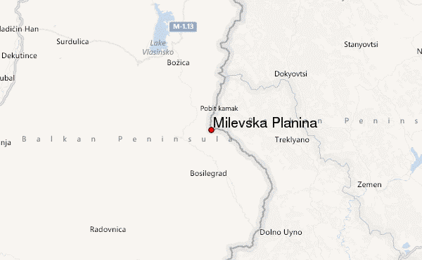 Milevska Planina Location Map