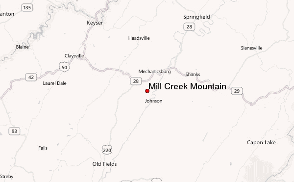 Mill Creek Mountain Location Map