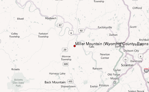 Miller Mountain (Wyoming County, Pennsylvania) Location Map