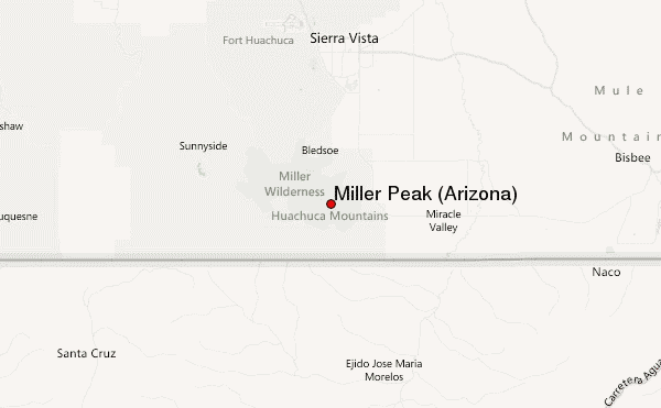 Miller Peak (Arizona) Location Map
