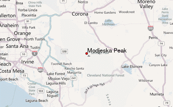 Modjeska Peak Location Map