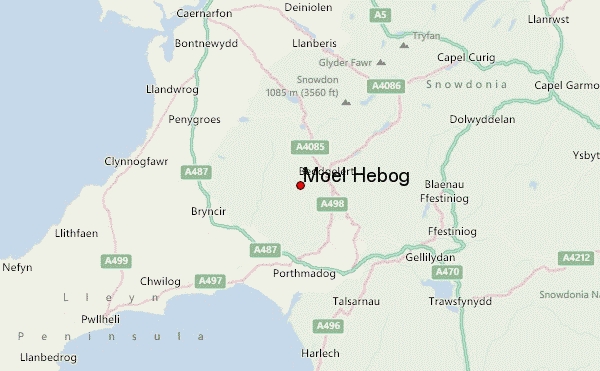 Moel Hebog Location Map