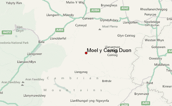 Moel y Cerrig Duon Location Map