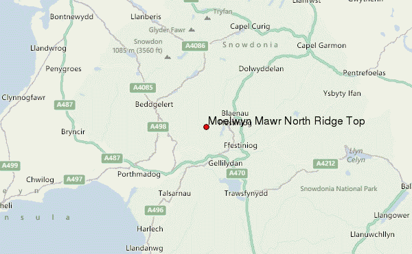 Moelwyn Mawr North Ridge Top Location Map
