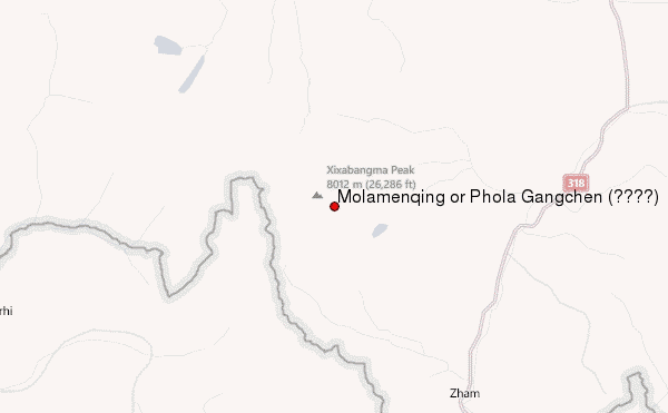 Molamenqing or Phola Gangchen (摩拉门青) Location Map