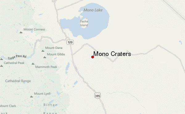Mono Craters Location Map