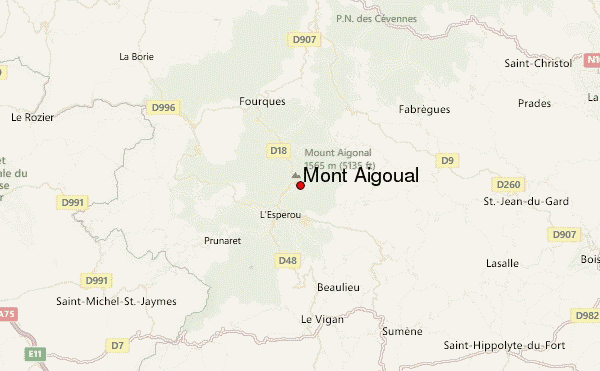 Mont Aigoual Location Map