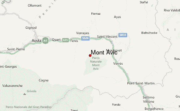 Mont Avic Location Map