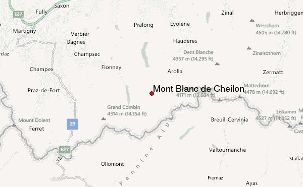 Mont Blanc de Cheilon Location Map