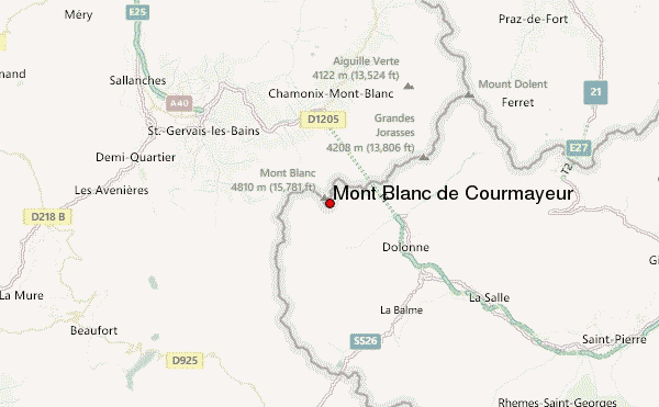 Mont Blanc de Courmayeur Location Map