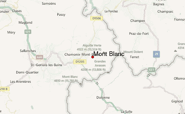 Mont Blanc Location Map