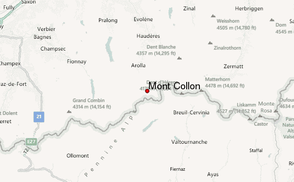 Mont Collon Location Map
