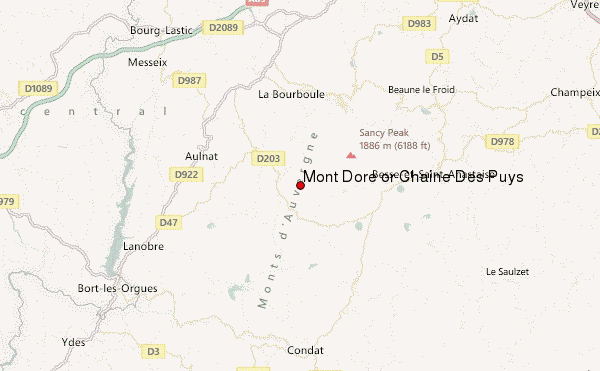 Mont Dore or Chaine Des Puys Location Map