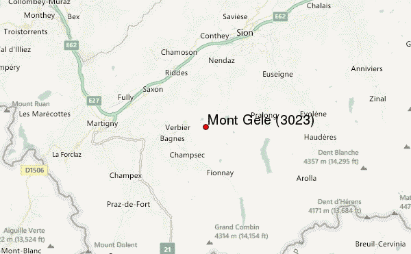 Mont Gelé (3023) Location Map