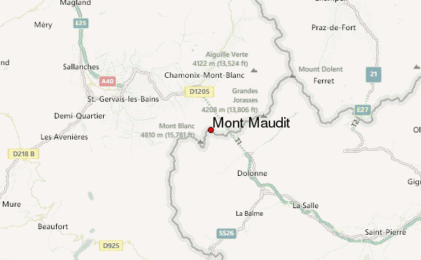 Mont Maudit Location Map