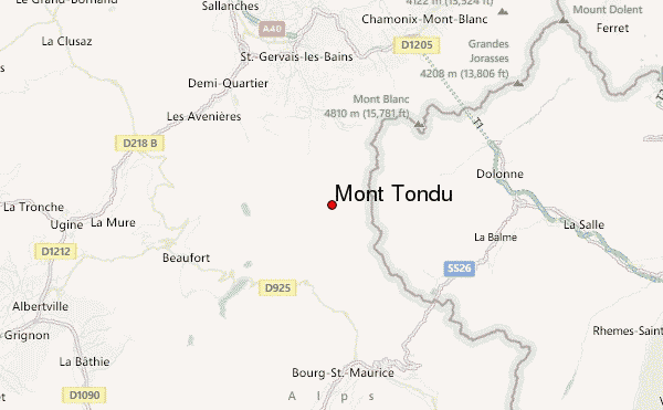 Mont Tondu Location Map