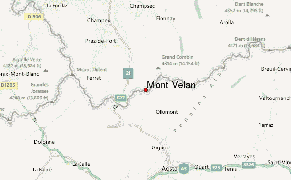 Mont Vélan Location Map