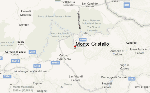 Monte Cristallo Location Map
