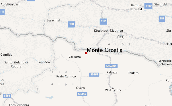 Monte Crostis Location Map