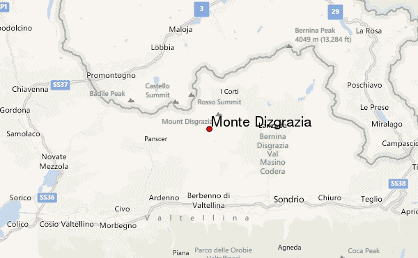 Monte Dizgrazia Location Map