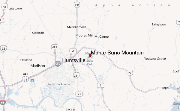 Monte Sano Mountain Location Map