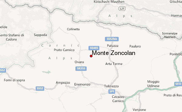 Monte Zoncolan Location Map