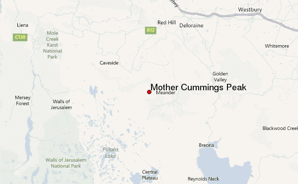 Mother Cummings Peak Location Map