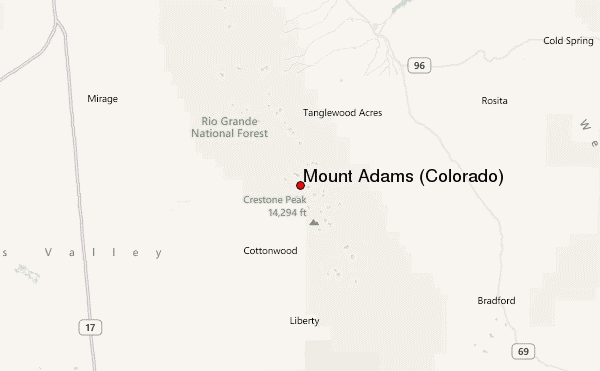 Mount Adams (Colorado) Location Map