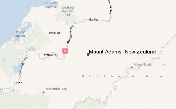 Mount Adams, New Zealand Location Map
