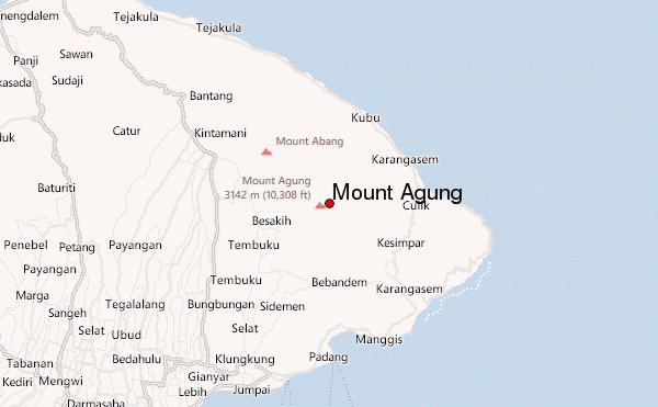 Mount Agung Location Map