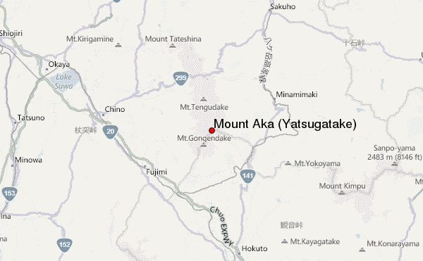 Mount Aka (Yatsugatake) Location Map