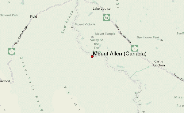 Mount Allen (Canada) Location Map