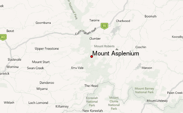 Mount Asplenium Location Map
