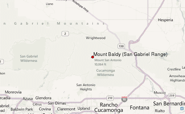 Mount Baldy (San Gabriel Range) Location Map
