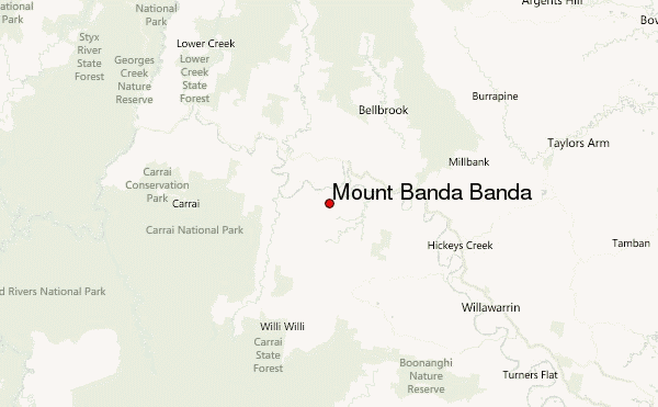 Mount Banda Banda Location Map