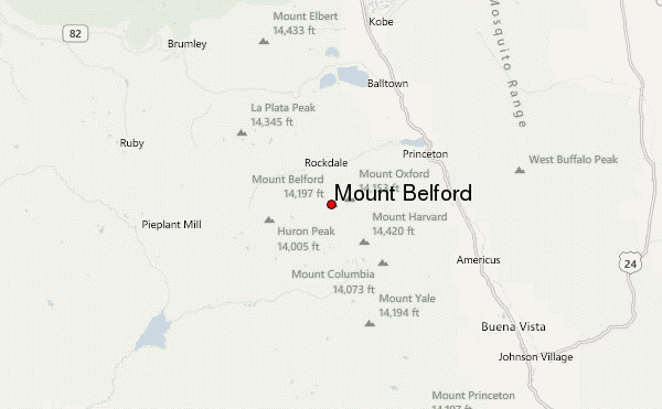 Mount Belford Location Map
