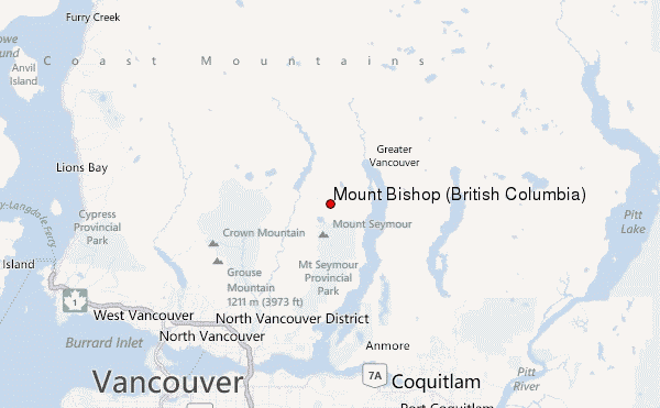 Mount Bishop (British Columbia) Location Map