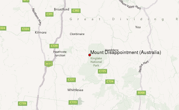 Mount Disappointment (Australia) Location Map