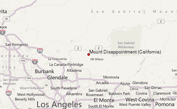 Mount Disappointment (California) Location Map