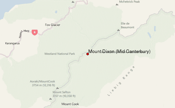 Mount Dixon (Mid Canterbury) Location Map